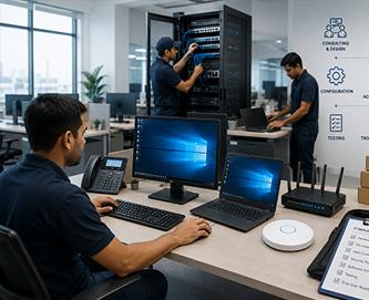 Office IT setup desktop laptop and infrastructure deployment